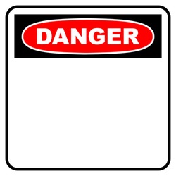 Danger sign. Blank danger sign in red, black and white colors with empty space for text message, vector illustration.