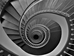 Black and white stairs spiral architecture