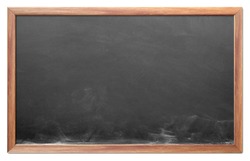 Blank chalkboard with wooden frame isolated on white background. can add your own text on space.