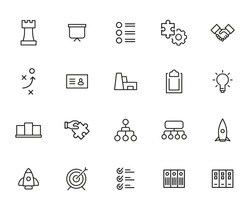 Modern thin line icons set of management. Premium quality symbols. Simple pictograms for web sites and mobile app. Vector line icons isolated on a white background.