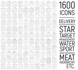 Exclusive 1600 thin line icons set. Big package of modern minimalistic pictograms for mobile UI/UX kit, infographics and web sites. High quality delivery, meat, water, sport, target and other signs