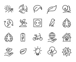 Simple set of ecology related outline icons. Elements for mobile concept and web apps. Thin line vector icons for website design and development, app development. Premium pack.