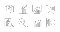 Statistics icons. Editable stroke. Containing analysis, analytics, analyze, bar chart.