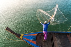 Muslim Fisherman Fishing Nets