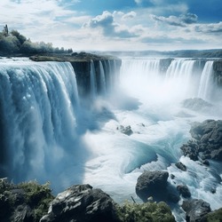 Immerse yourself in the breathtaking spectacle of Niagara Falls, located in Canada. Capture the dynamic power and ethereal beauty of the cascading waters as they plunge into the misty abyss.