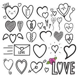 doodle heart hand drawing. icon for love and medical. vector illustration. 