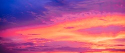 Very saturated sunset or sunrise skies in blue and purple colors