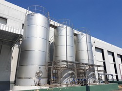 group of factory tank with clean sky