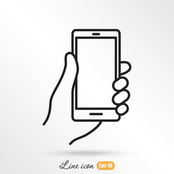 Line icon- Mobile phone in hand