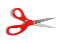 Red scissors isolated on white background