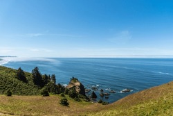 Pacific Ocean on blue sky summer day, Lincoln City, Oregon Coast