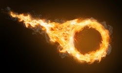 Fire ring with flame trail 
