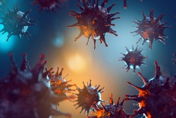 Virus Cells in front of blurred background (3d Rendering)