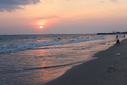 Sunset at laem charoen beach rayong thailand asia