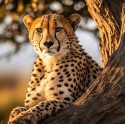 Cheetah Lair: Majestic Beauty on Tree
