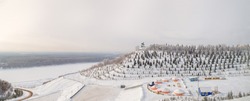 Monument to Salavat Yulaev. Winter panorama. Partly cloudy