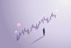 Businessman analyzing business candlestick chart stock market trading chart stock market growth Suitable for financial investments From Crypto Trading. isometric vector illustration.