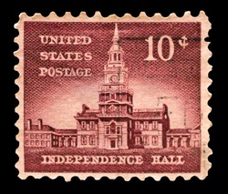 USA - CIRCA 1956: Postage stamps printed in USA, Allied Nations Issue, shows Independence Hall in Philadelphia, circa 1956