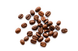 Coffee beans isolated on white background close up