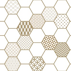 Japanese pattern vector. Gold geometry background.Hexagon shapes wood work.