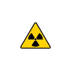 Vector illustration toxic sign, symbol. Warning radioactive zone in triangle icon isolated on white background. Radioactivity. Dangerous radiation area symbol. Chemistry poison plane mark