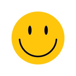 Yellow smiley face for your design. Happy smile card concept illustration. Сharacter for web or card design. Graphic element for background