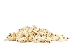 pile of pop corn on white background