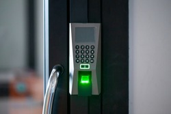 Door electronic access control system machine. Finger print scan devices machine.