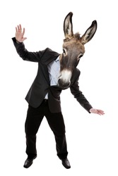 Businessman with donkey head  