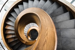 architecture background wooden spiral staircase