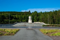 Heroes memorial of Second World War II at Dargov pass. Dargovsky priesmyk, Slovakia. Statues on sunny day.