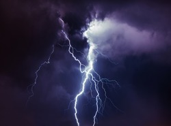 Lightning during night