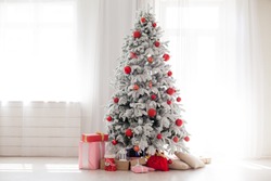 Christmas Home Interior with White Christmas tree