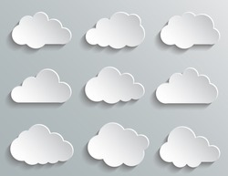 Set paper white clouds – stock vector