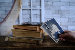 Blank family tree, notebook and pencil on wooden table, flat lay