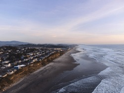Aerial drone photo of Road's End Beach near Lincoln City on the Oregon Coast.