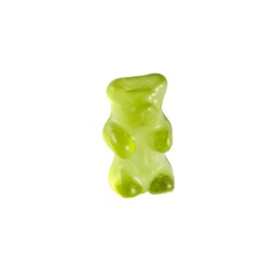 Green gummy bear isolated on white