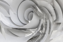 Abstract white metallic swirl background. Part of the surface of metal construction. The texture of the metal construction symbolized twister and cyclone.