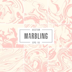 Set of abstract marble backgrounds, vector ink texture.