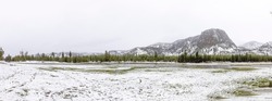 scenic river landscape in winter at the yellowstone national park near west entrance
