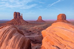 scenic view to the butte in monument valley seen from visitor center, USA