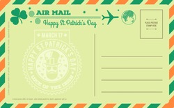 Vintage Saint Patrick's Day Postcard. Vector illustration.