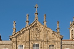 Architecture detail of Lapa church on the praca da republica, Braga, Portugal