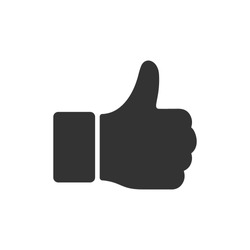 Hand Thumb Up icon flat. Illustration isolated on white background. Vector grey sign symbol