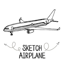 Airplane hand draw sketch. 