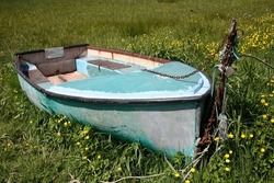 An old abandoned boat in the french countryside