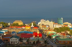 Cityscape of Punta Arenas at sunset, Patagonia, Chile.