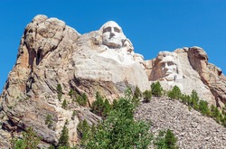 Mount Rushmore national monument with American presidents, South Dakota, United States of America, USA.