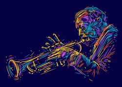 Jazz trumpet player. vector illustration for jazz poster.