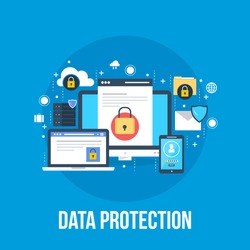 Data Protection, privacy, and internet security flat vector concept